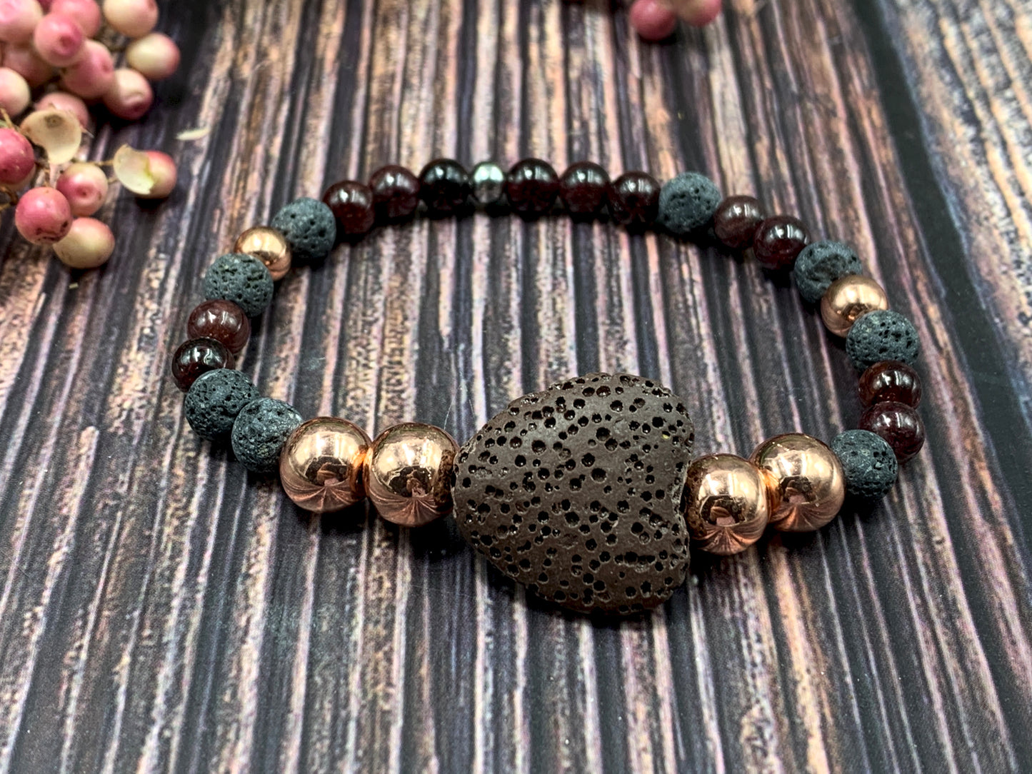 Armband Diffuser Baumachat Lava Hämatit, Schmuck für ätherische Öle, Duftarmband