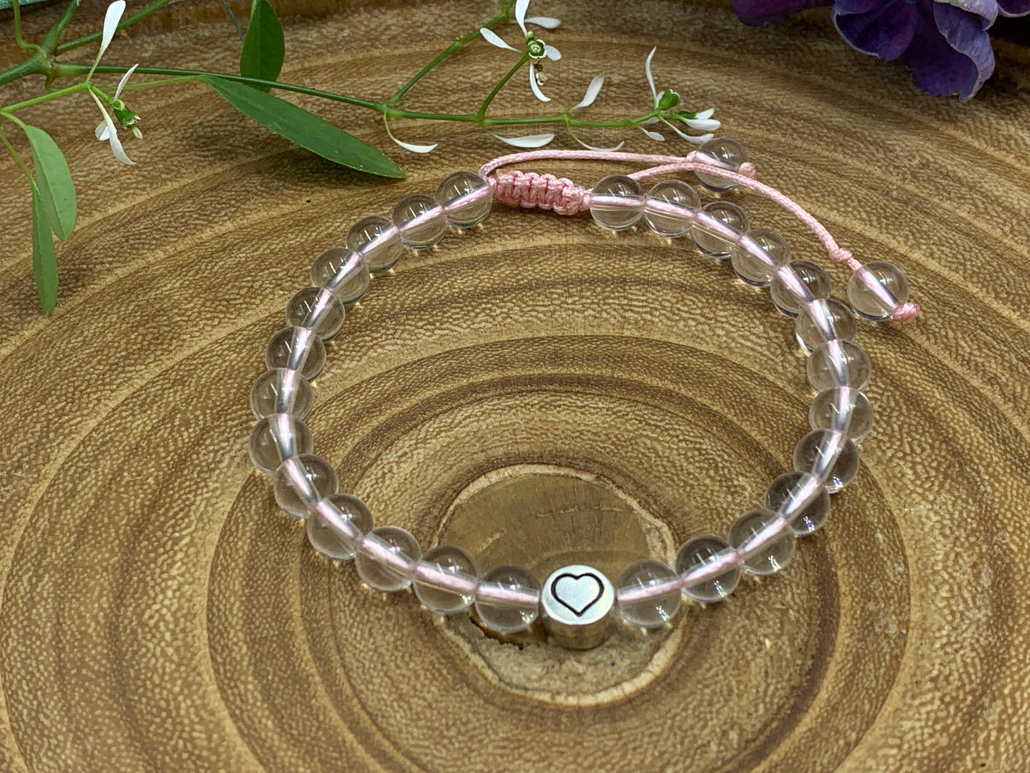 Armband Bergkristall, Bergkristallarmband Makramee, Armband Herz, Mix and Match
