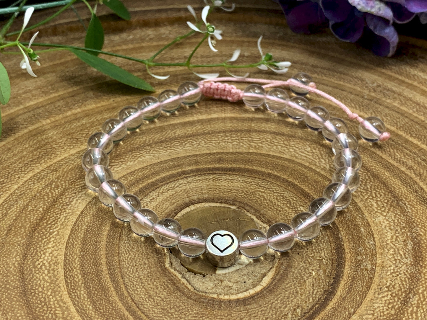 Armband Bergkristall, Bergkristallarmband Makramee, Armband Herz, Mix and Match