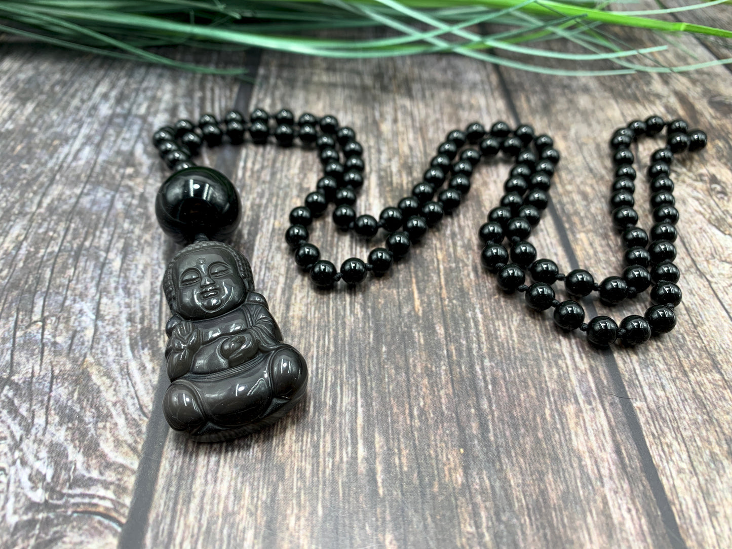 Malakette schwarzer Turmalin mit Onyx Buddhahandgeknotet - Meditationskette 108 Perlen Halskette - Gebetskette Yoga - Handmade personalisierbar