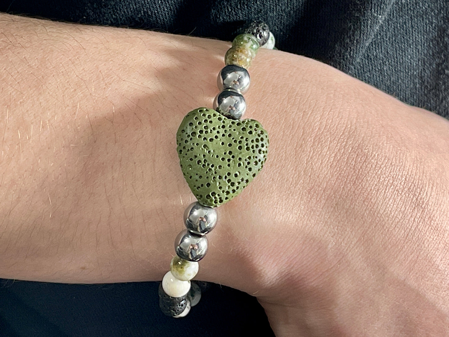 Armband Diffuser Baumachat Lava Hämatit, Schmuck für ätherische Öle, Duftarmband