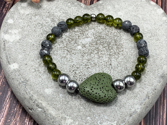 Armband Diffuser Peridot Lava Hämatit, Schmuck für ätherische Öle, Duftarmband