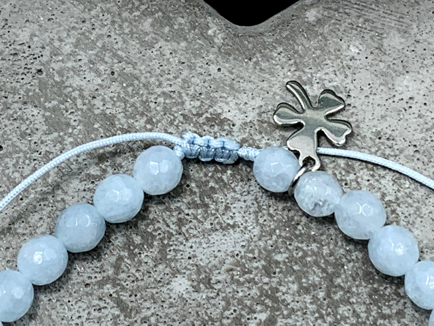 Armband Aquamarin facettiert Lebensbaum Hämatit Makramee - Wunschedelstein - Geburtsstein März - Handmade personalisierbar