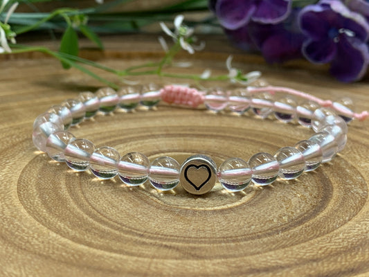Armband Bergkristall, Bergkristallarmband Makramee, Armband Herz, Mix and Match