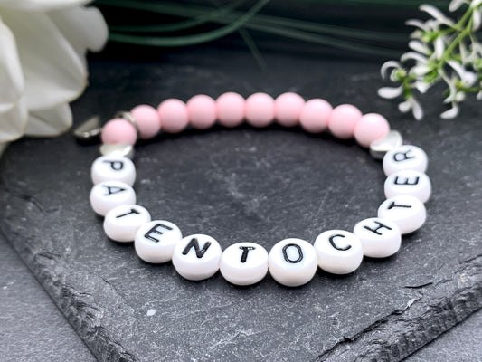 Armband Patentochter zartrosa, Geschenk zur Taufe, Taufgeschenk, Acryl