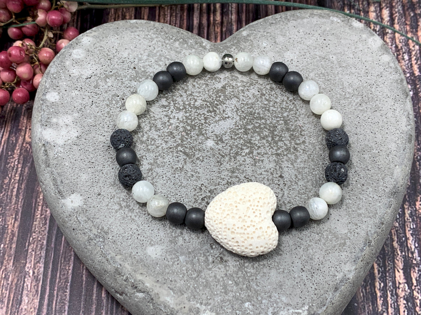 Armband Diffuser Mondstein Lava Hämatit, Schmuck für ätherische Öle, Duftarmband