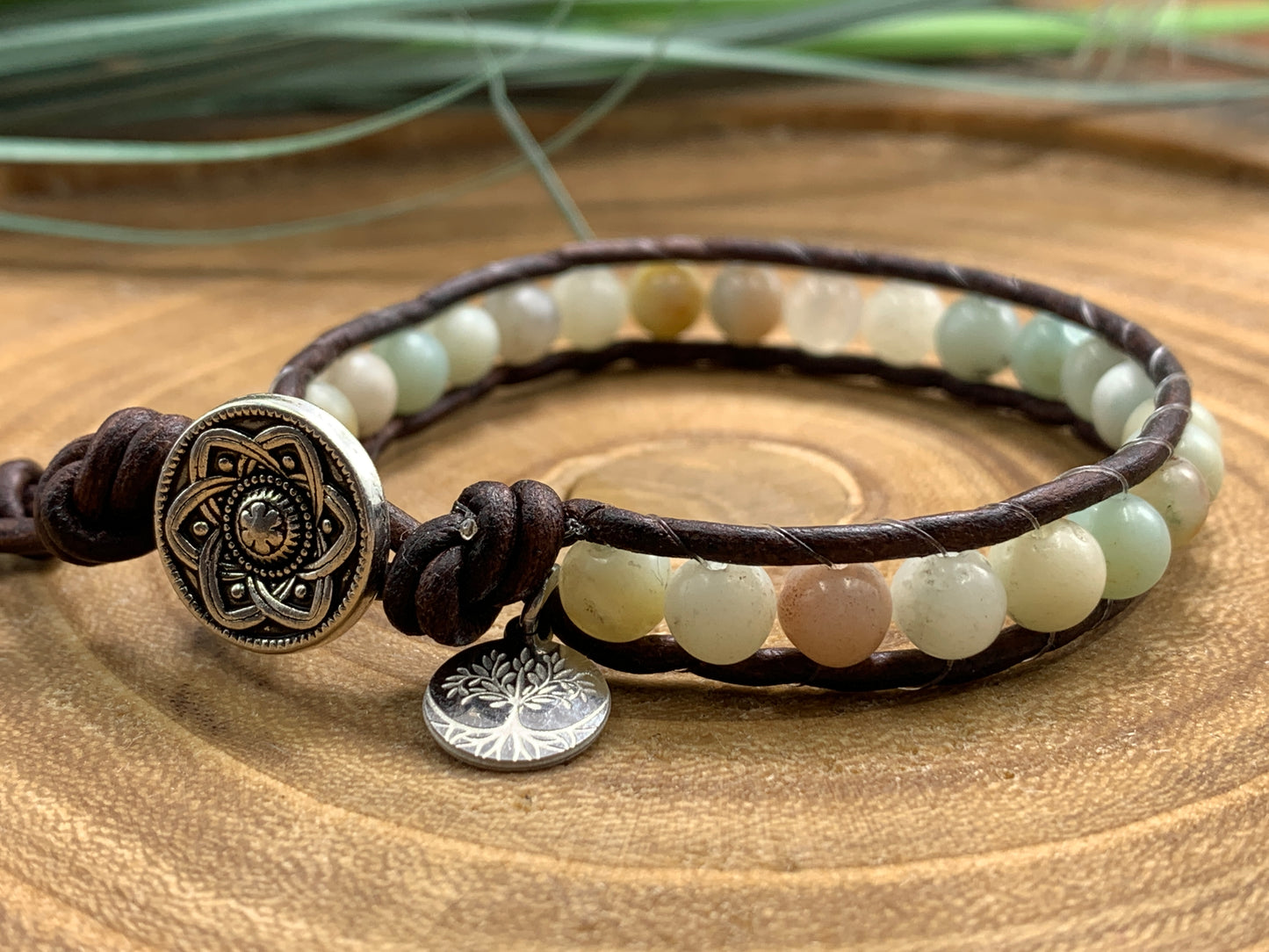 Armband Amazonit, Bohoarmband Amazonit, Lebensbaum, Geschenk für mich