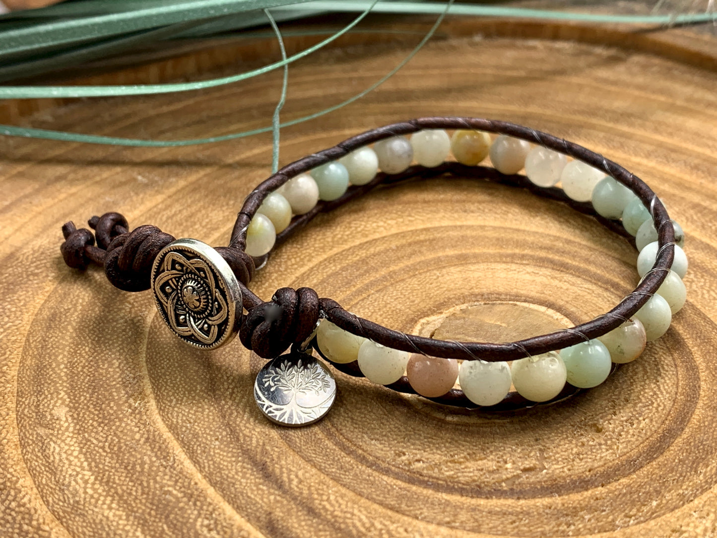 Armband Amazonit, Bohoarmband Amazonit, Lebensbaum, Geschenk für mich