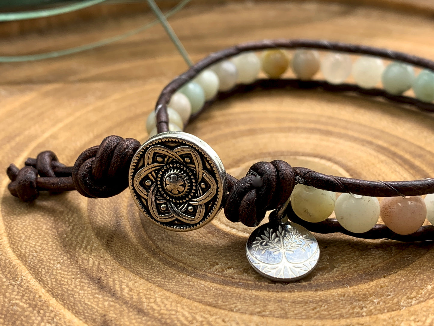 Armband Amazonit, Bohoarmband Amazonit, Lebensbaum, Geschenk für mich
