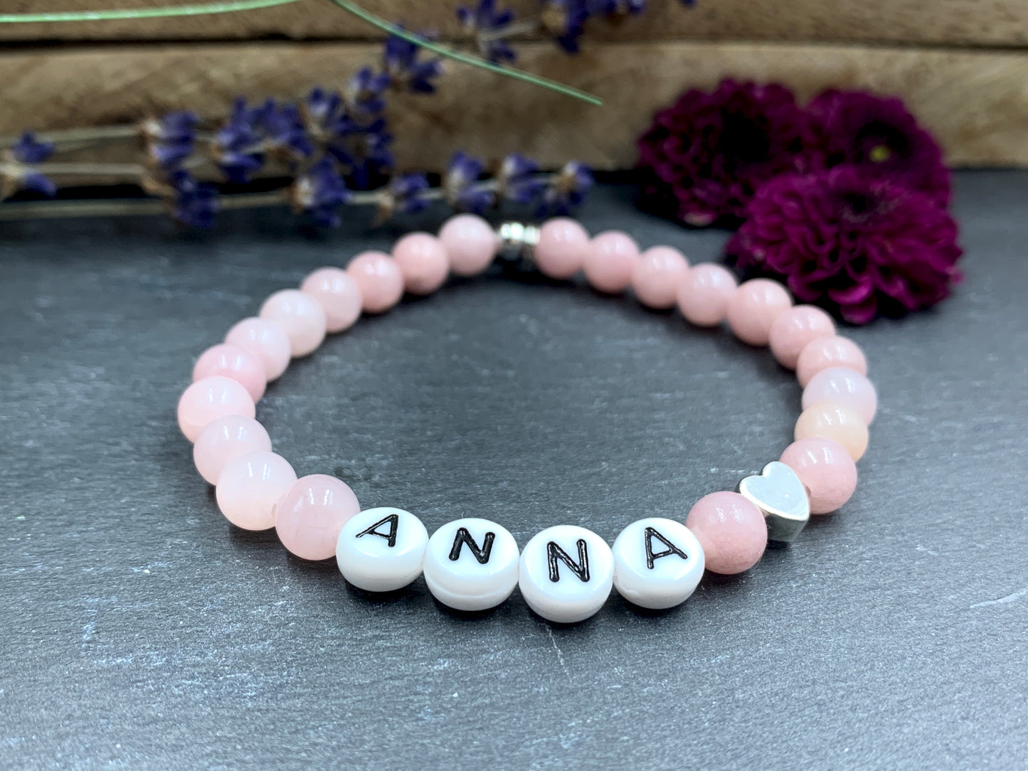 Achat Armband Anna Herz hochwertig platiniert - Namensarmband nach Wunsch - Geschenk Mama Mädchen Kinder - Handmade personalisierbar