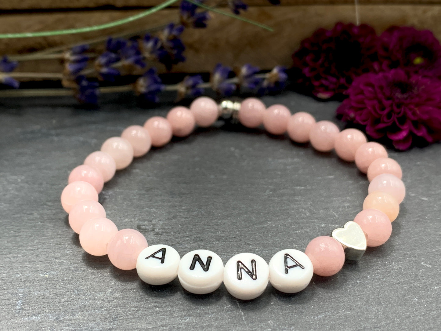 Achat Armband Anna Herz hochwertig platiniert - Namensarmband nach Wunsch - Geschenk Mama Mädchen Kinder - Handmade personalisierbar