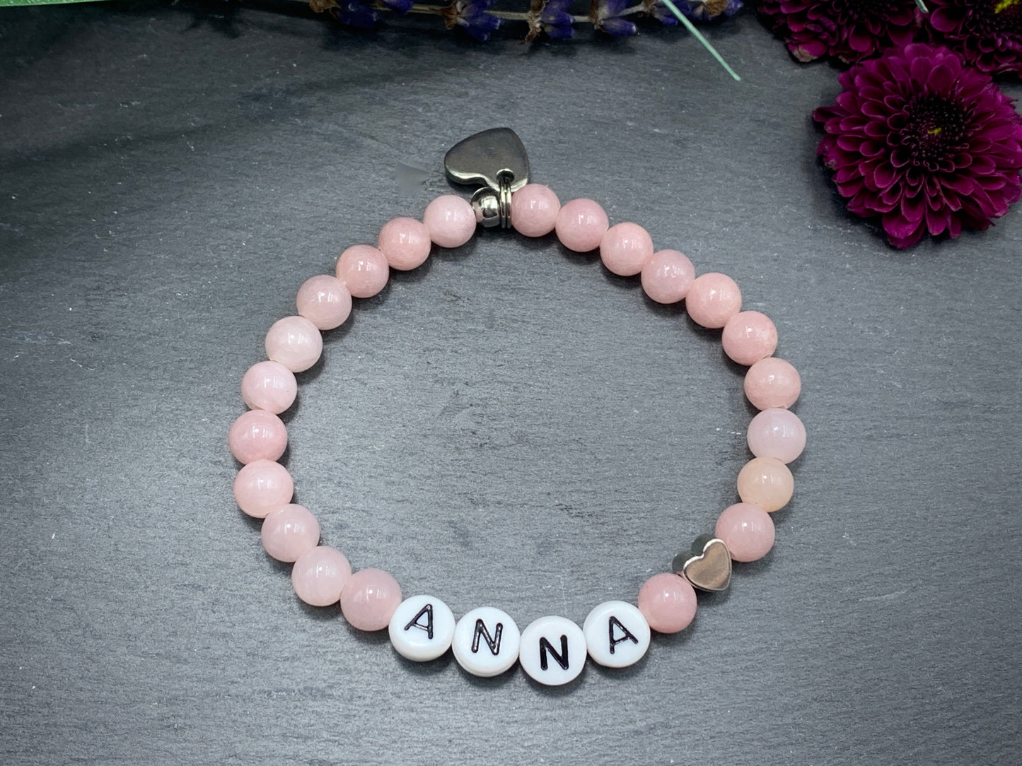 Achat Armband Anna Herz hochwertig platiniert - Namensarmband nach Wunsch - Geschenk Mama Mädchen Kinder - Handmade personalisierbar