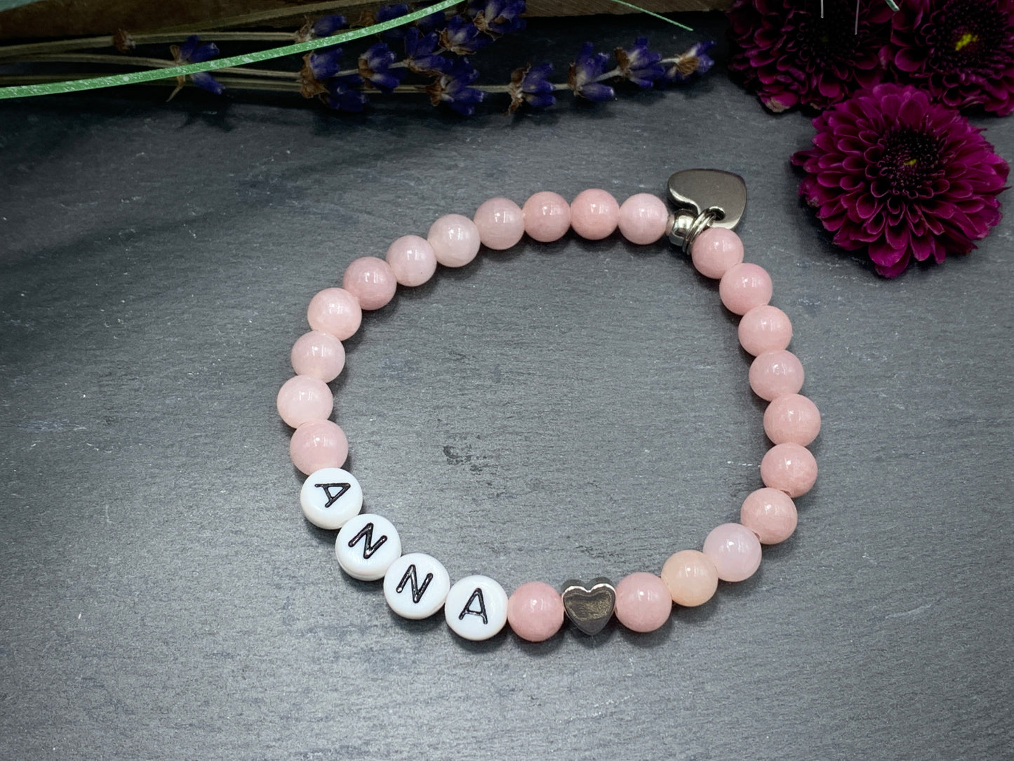 Achat Armband Anna Herz hochwertig platiniert - Namensarmband nach Wunsch - Geschenk Mama Mädchen Kinder - Handmade personalisierbar