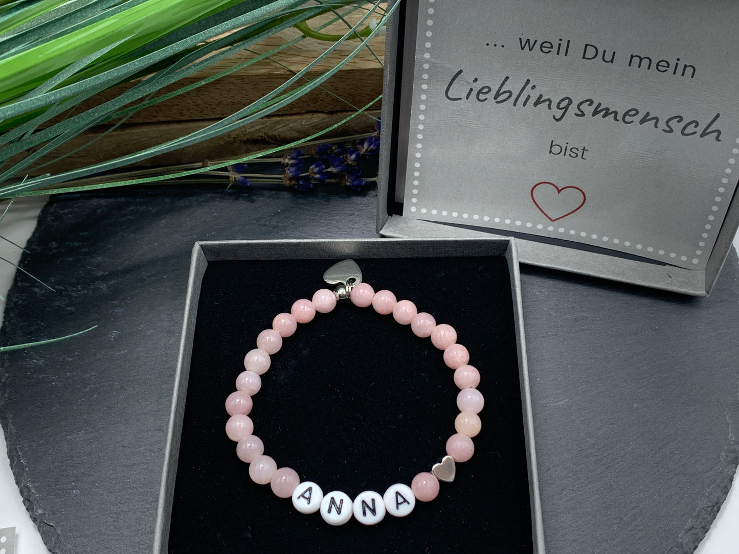 Achat Armband Anna Herz hochwertig platiniert - Namensarmband nach Wunsch - Geschenk Mama Mädchen Kinder - Handmade personalisierbar