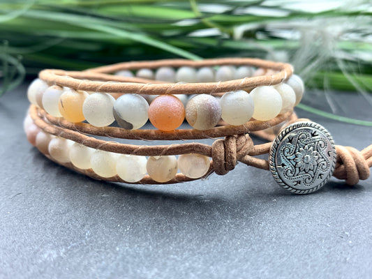 Wickelarmband Achat Vintage rose Armband, Achat Armband gewickelt, Armband Vintage Style