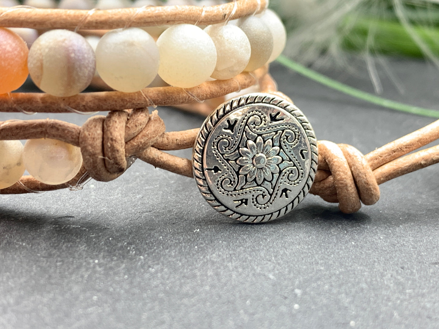 Wickelarmband Achat Vintage rose Armband, Achat Armband gewickelt, Armband Vintage Style