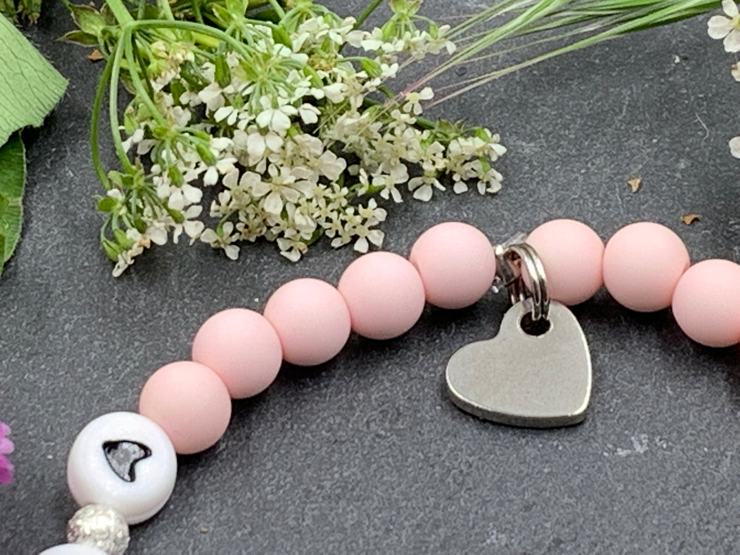 Armband Brautjungfer zartrosa Acrylperlen - Geschenk Frage Willst du meine Brautjungfer sein - Andenken heiraten JGA - Handmade personalisierbar
