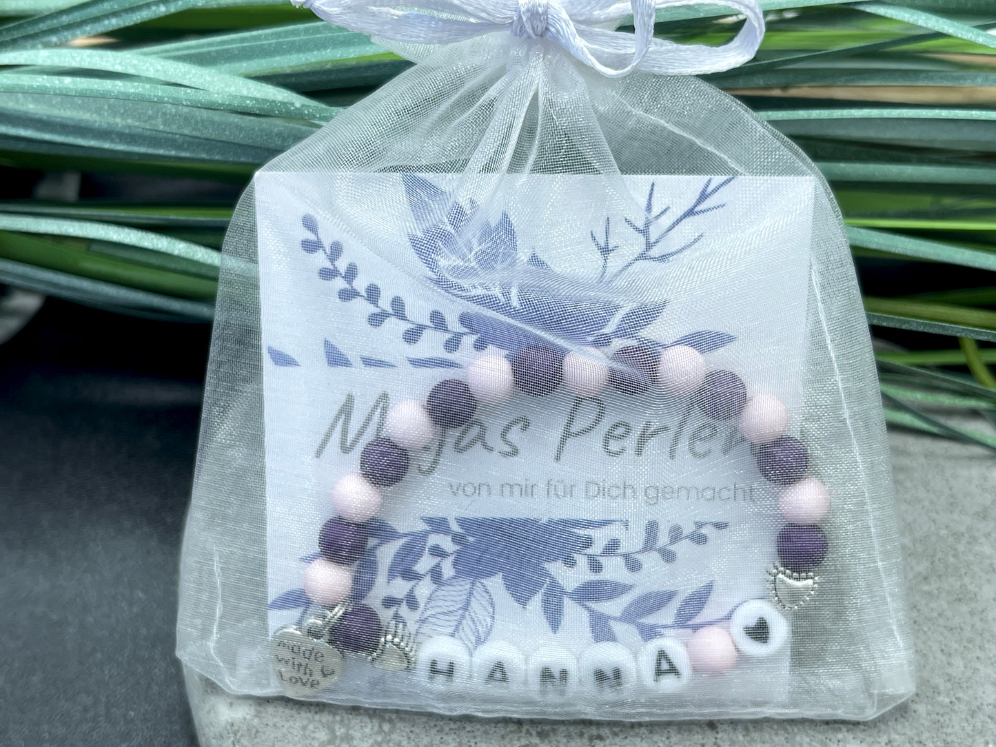 Armband Name Hanna - zartrosa lila - Acryl Perlen 6 mm - Namensarmband Perlen - Geschenk Mädchen - Armband mit Name - Geburtstagsgeschenk - Größe 13 cm Kinder bis 22 cm - anpassbar