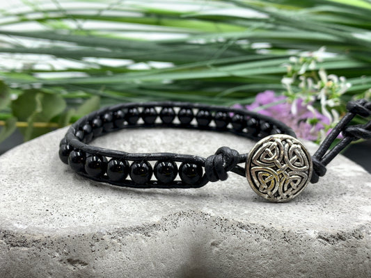 Bohoarmband schwarzer Achat, Unisex Achat Armband, schwarzes Lieblingsarmband Sie & Ihn