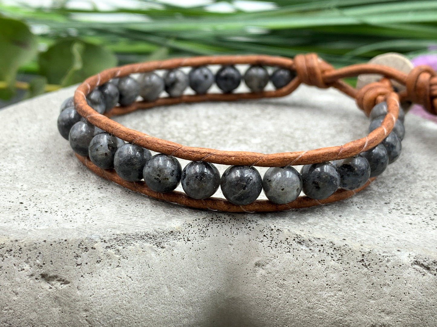 Bohoarmband Labradorit, Perlenarmband anthrazit, Bohoarmband grau, Lieblingsarmband
