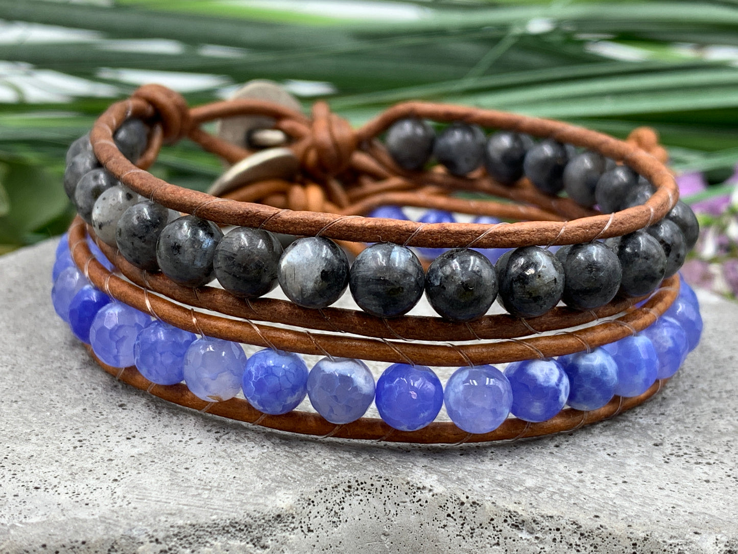 Bohoarmband Labradorit, Perlenarmband anthrazit, Bohoarmband grau, Lieblingsarmband