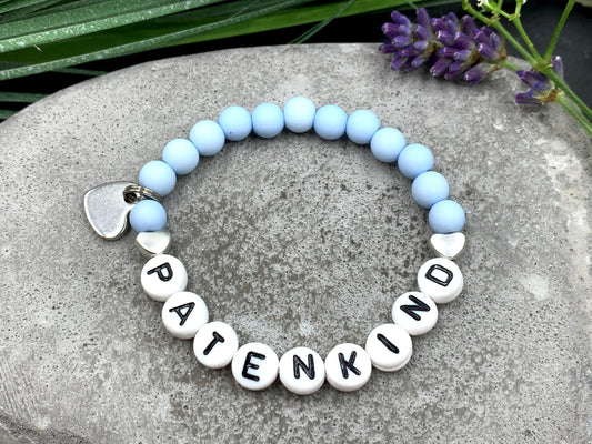 Armband Patenkind hellblau - Geschenk zur Taufe Taufgeschenk Patenschaft Erinnerungsarmband - Wunschfarbe personalisierbar