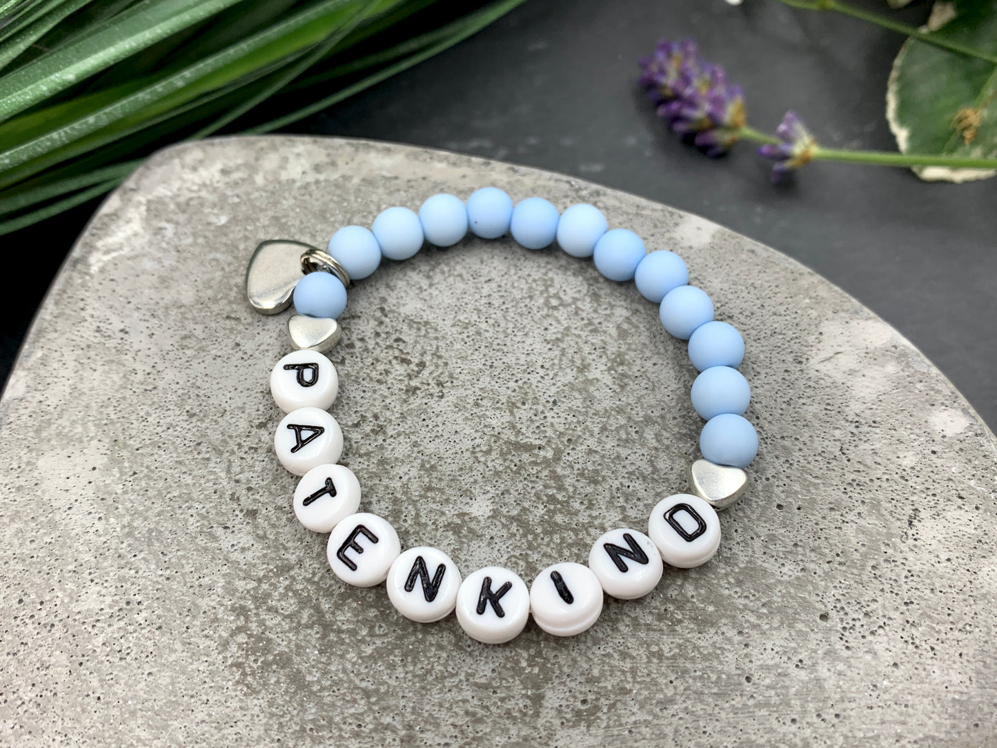 Armband Patenkind hellblau - Geschenk zur Taufe Taufgeschenk Patenschaft Erinnerungsarmband - Wunschfarbe personalisierbar