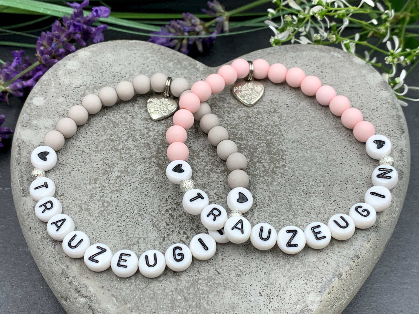 Armband Trauzeugin hellgrau Acryl - Geschenk JGA Taruazeugin Brautmama heiraten - Willst Du meine Trauzeugin sein - Handmade personalisierbar