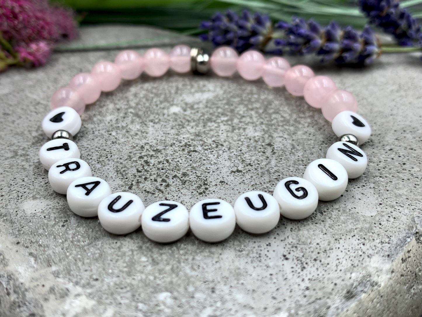 Armband Trauzeugin Rosenquarz - Geschenk JGA Andenkenschmuck Brautjungfer heiraten - Willst du meine Trauzeugin sein? - Handmade personalisierbar