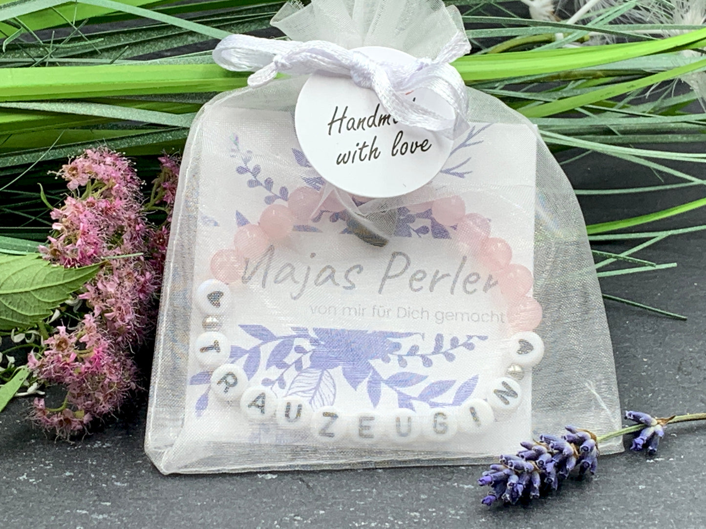 Armband Trauzeugin Rosenquarz - Geschenk JGA Andenkenschmuck Brautjungfer heiraten - Willst du meine Trauzeugin sein? - Handmade personalisierbar