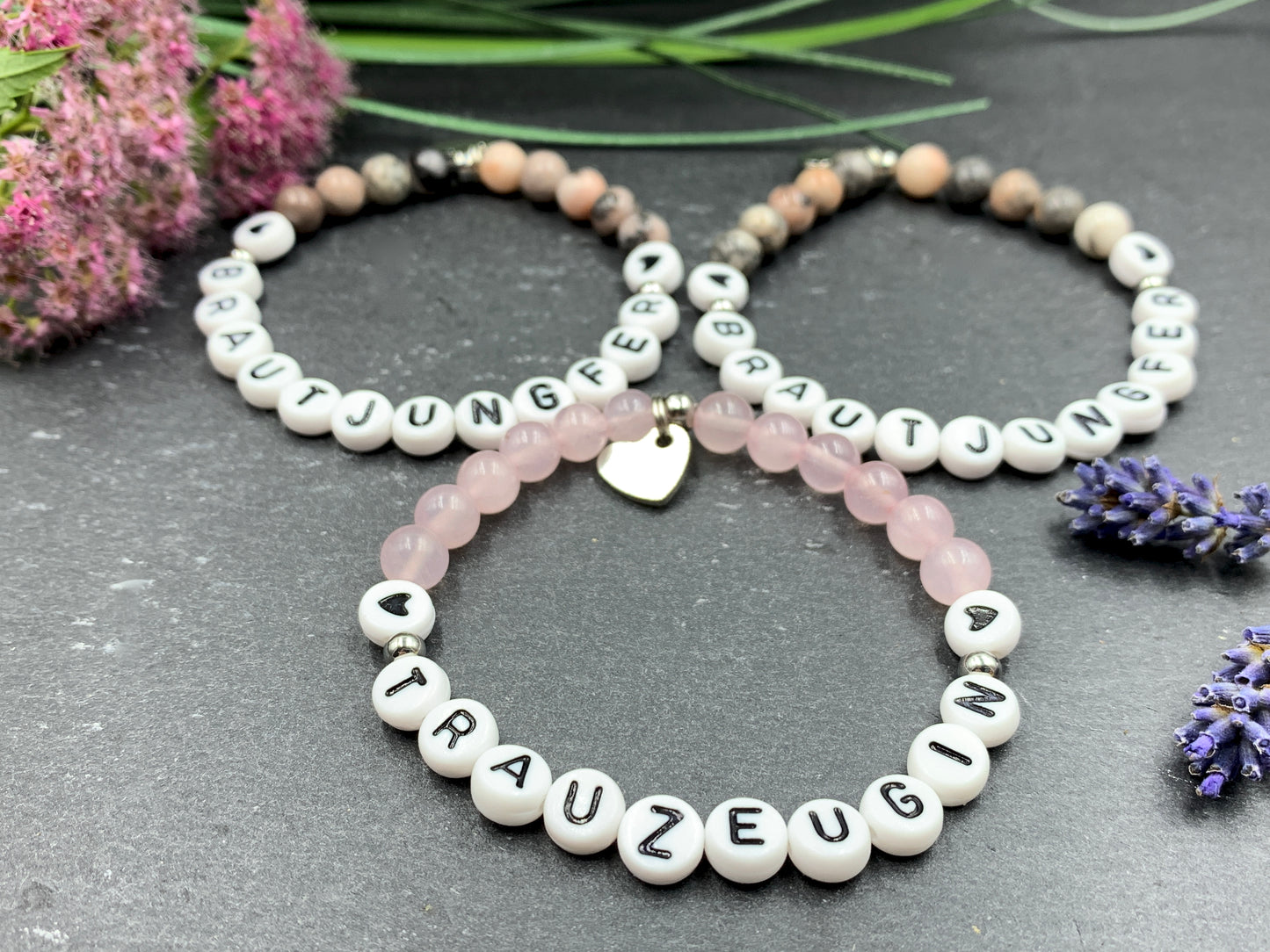 Armband Trauzeugin Rosenquarz - Geschenk JGA Andenkenschmuck Brautjungfer heiraten - Willst du meine Trauzeugin sein? - Handmade personalisierbar