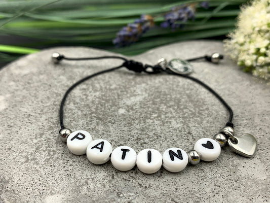 Armband Makramee Patin schwarz - Andenken Frage Patenschaft - Willst du meine Patin sein - Handmade personalisierbar