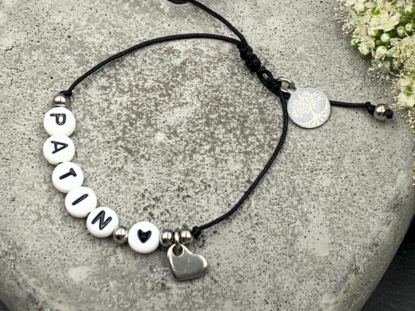 Armband Makramee Patin schwarz - Andenken Frage Patenschaft - Willst du meine Patin sein - Handmade personalisierbar