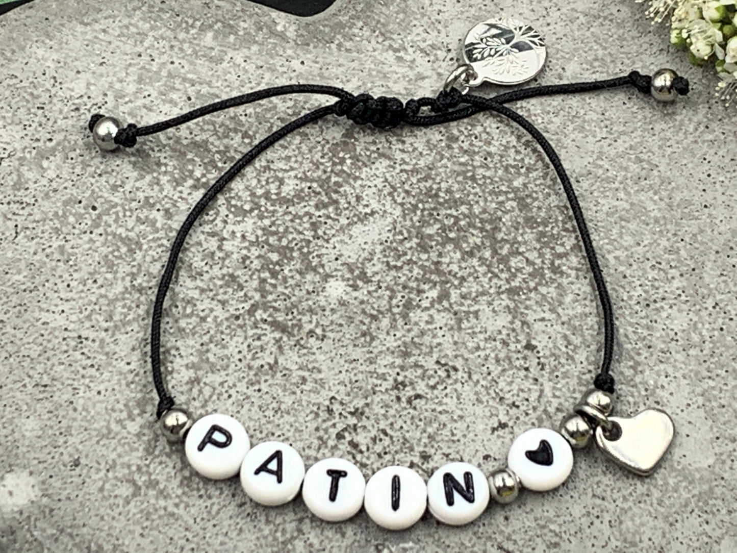 Armband Makramee Patin schwarz - Andenken Frage Patenschaft - Willst du meine Patin sein - Handmade personalisierbar