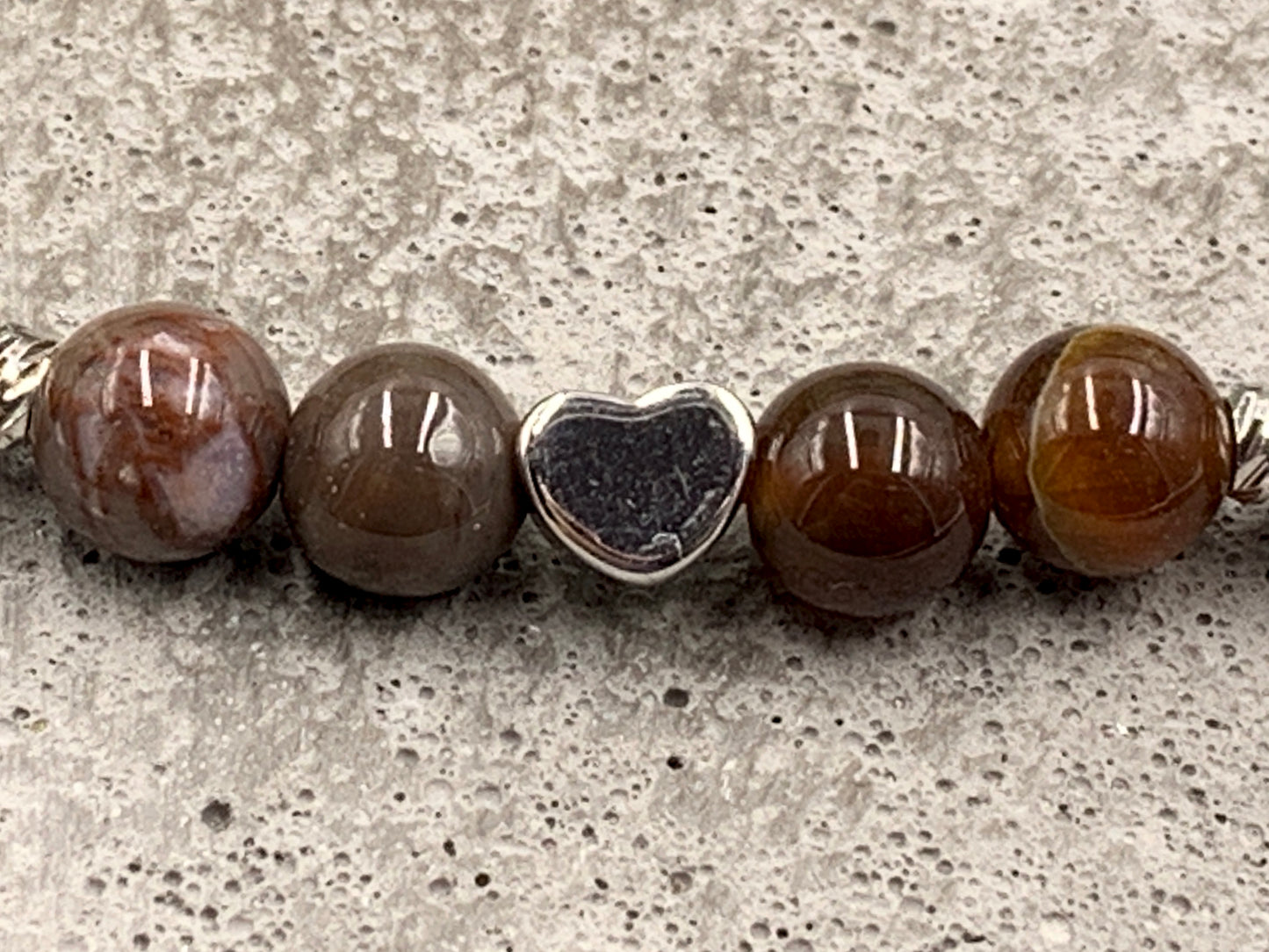 Armband Versteinertes Holz, Facettenperlen echt platiniert, Mix and Match, Wunschedelstein