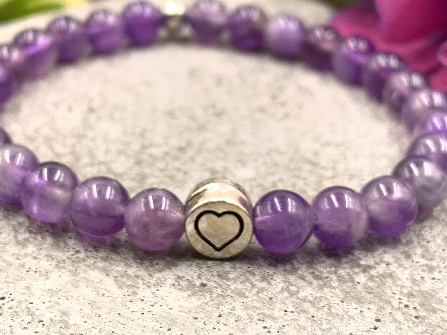 Armband Herz Amethyst, Geschenk Liebe und Freundschaft, Armband Mix and Match