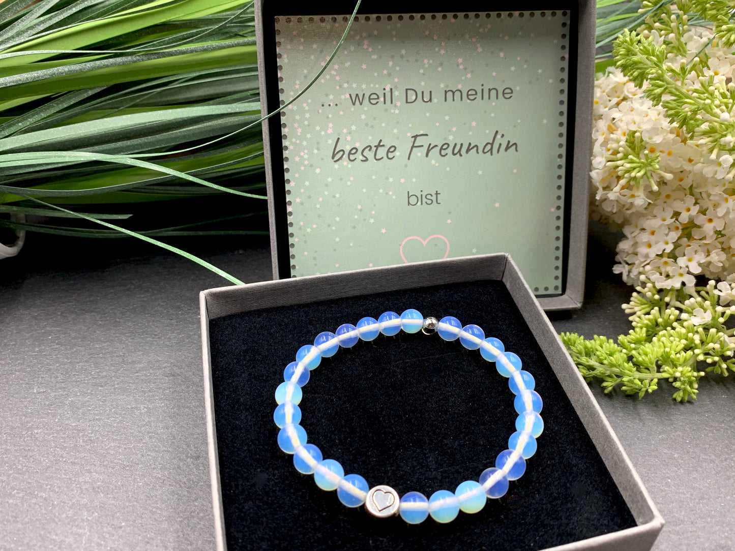 Armband Herz Opal, Geschenk Liebe und Freundschaft, Armband Mix and Match