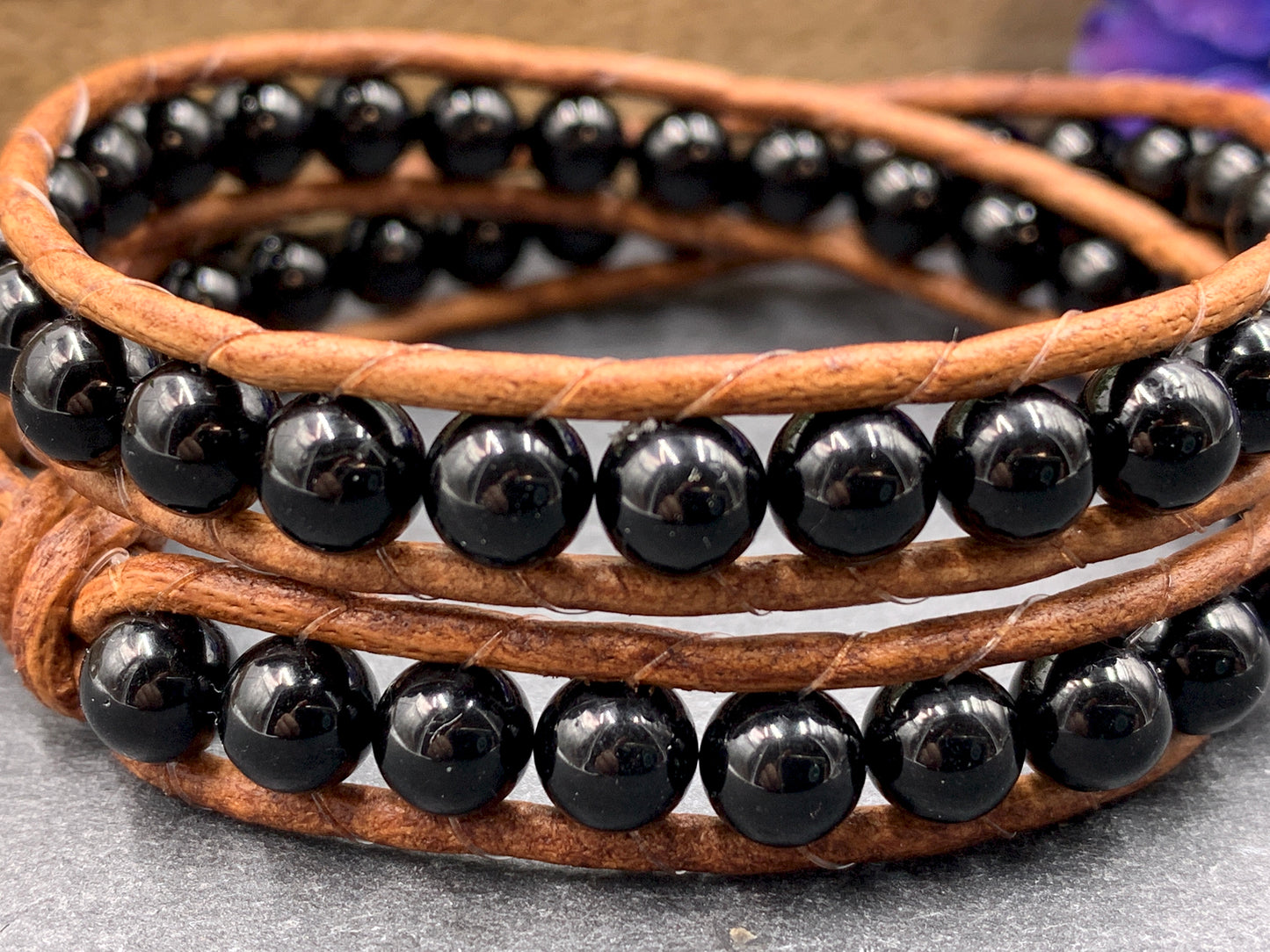 Wickelarmband Achat schwarz, Armband gewickelt Achat, Lieblingsarmband