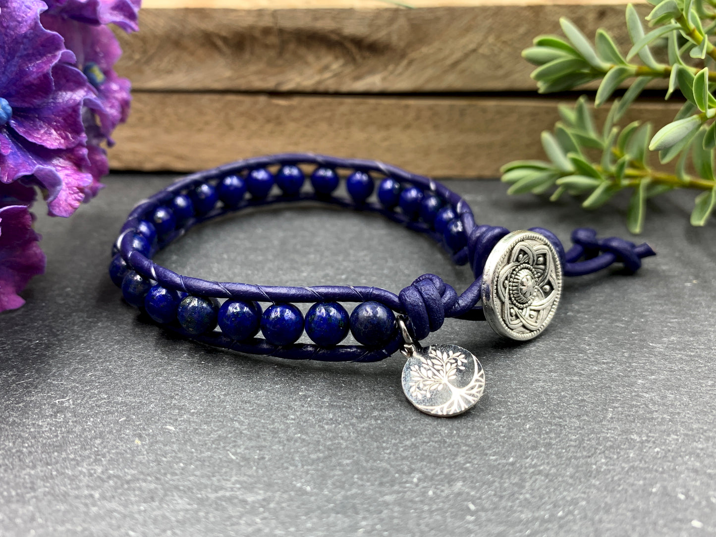 Bohoarmband Lapislazuli gewickelt - Wickelarmband Bohostil - Lieblingsarmband - Handmade personalisierbar