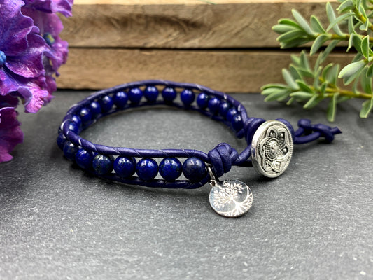 Bohoarmband Lapislazuli gewickelt - Wickelarmband Bohostil - Lieblingsarmband - Handmade personalisierbar