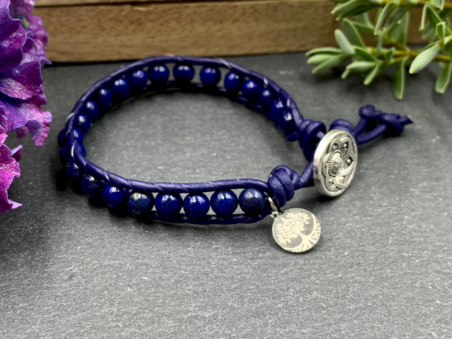 Bohoarmband Lapislazuli gewickelt - Wickelarmband Bohostil - Lieblingsarmband - Handmade personalisierbar