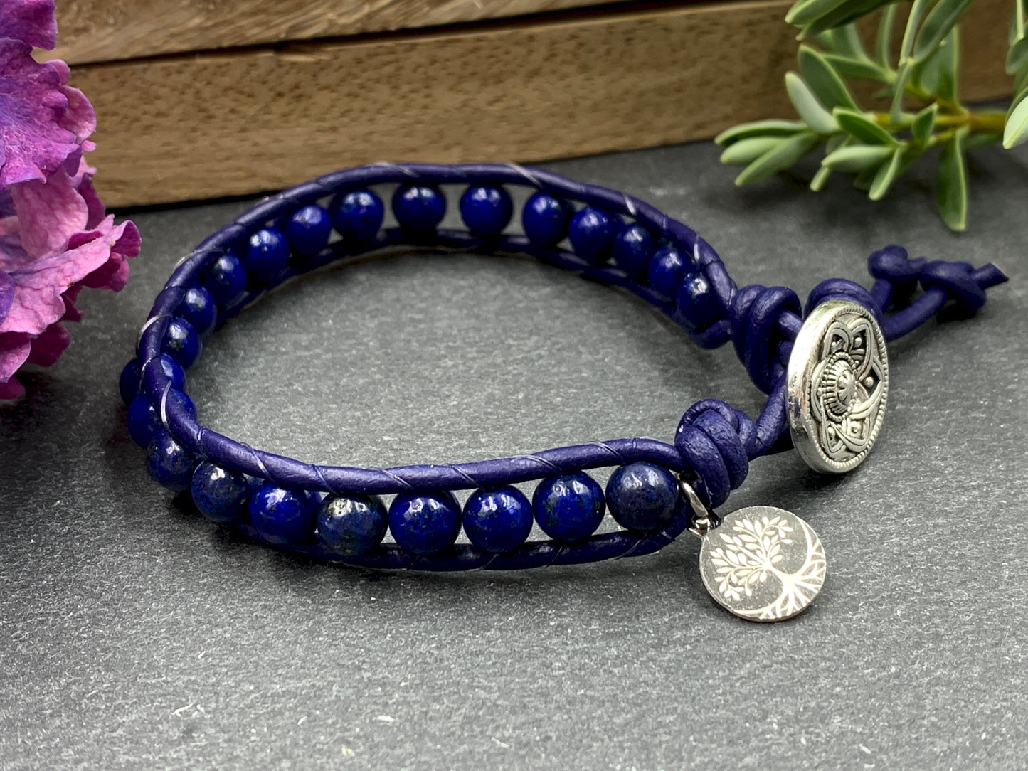 Bohoarmband Lapislazuli gewickelt - Wickelarmband Bohostil - Lieblingsarmband - Handmade personalisierbar