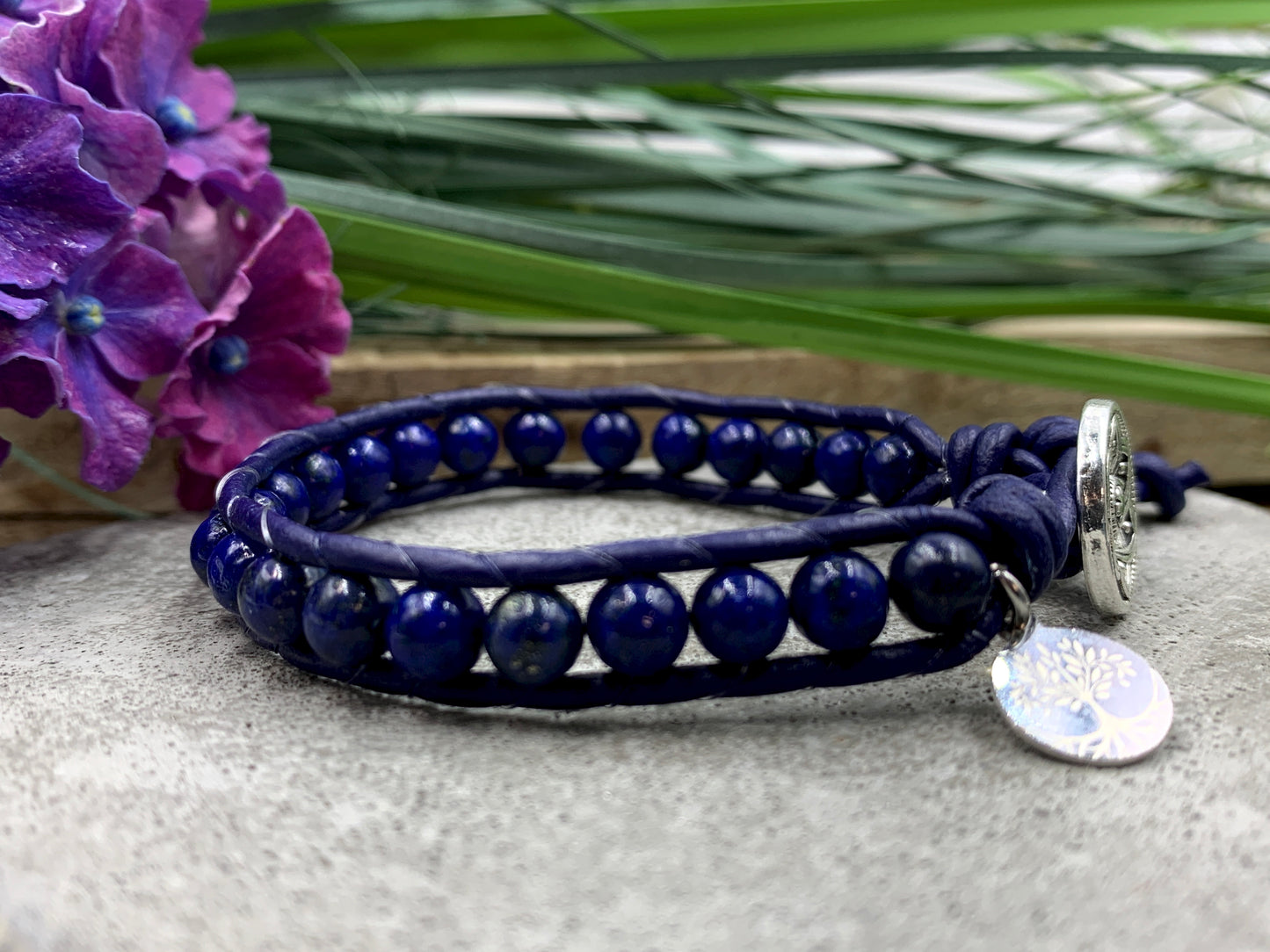 Bohoarmband Lapislazuli gewickelt - Wickelarmband Bohostil - Lieblingsarmband - Handmade personalisierbar