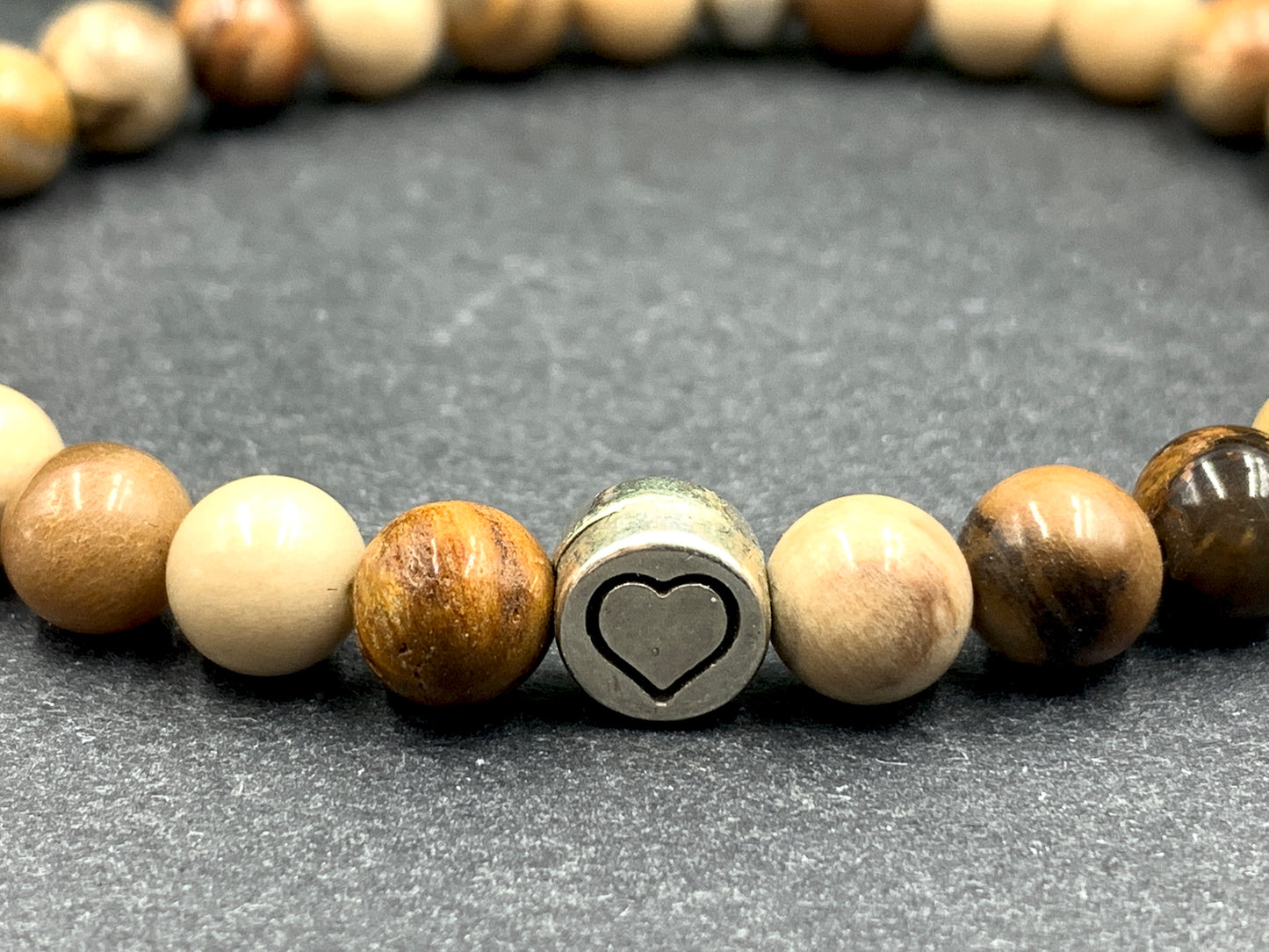 Armband Versteinertes Holz, Armband Herz, Armband Mix and Match, Geschenk Herzensmensch