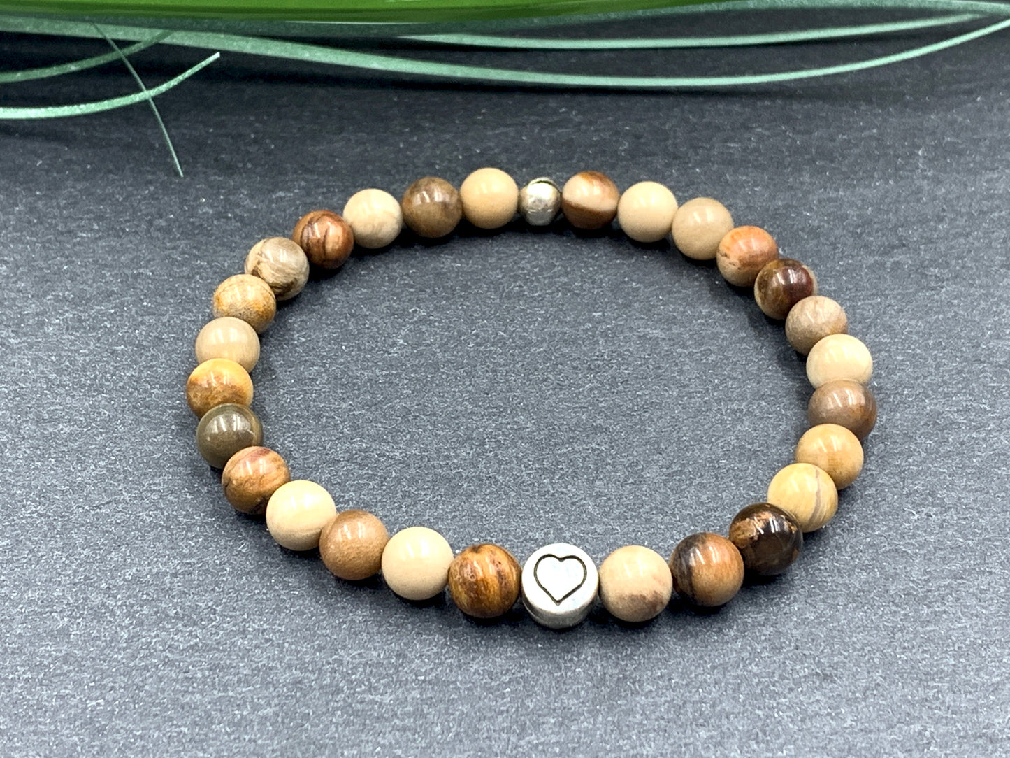 Armband Versteinertes Holz, Armband Herz, Armband Mix and Match, Geschenk Herzensmensch