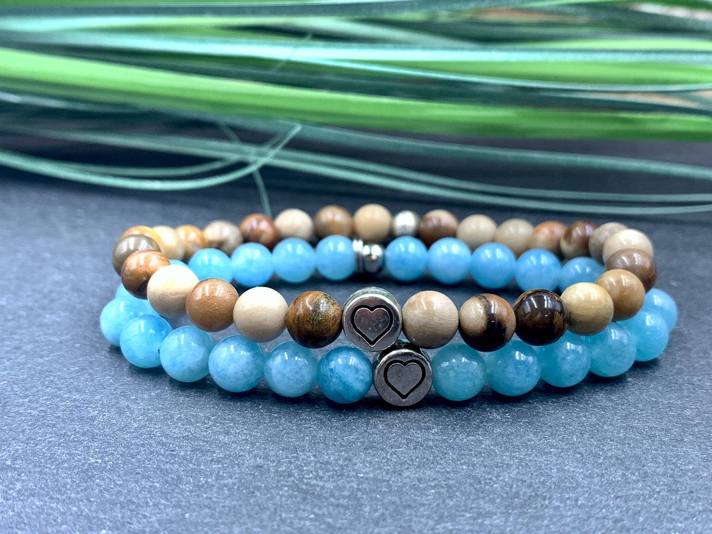 Armband Versteinertes Holz, Armband Herz, Armband Mix and Match, Geschenk Herzensmensch