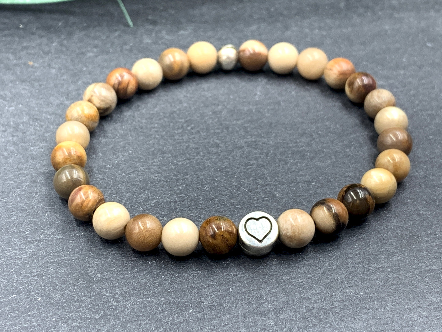 Armband Versteinertes Holz, Armband Herz, Armband Mix and Match, Geschenk Herzensmensch