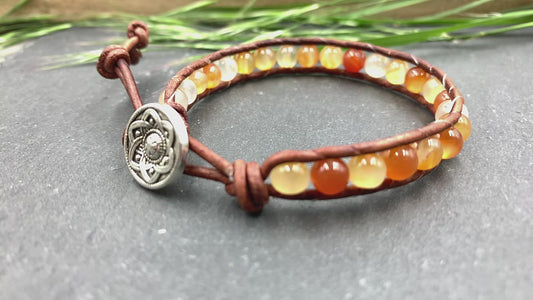 Wickelarmband Karneol - Bohoarmband gewickelt - lässiges Perlenarmband Vintage Style - Handmade personalisierbar